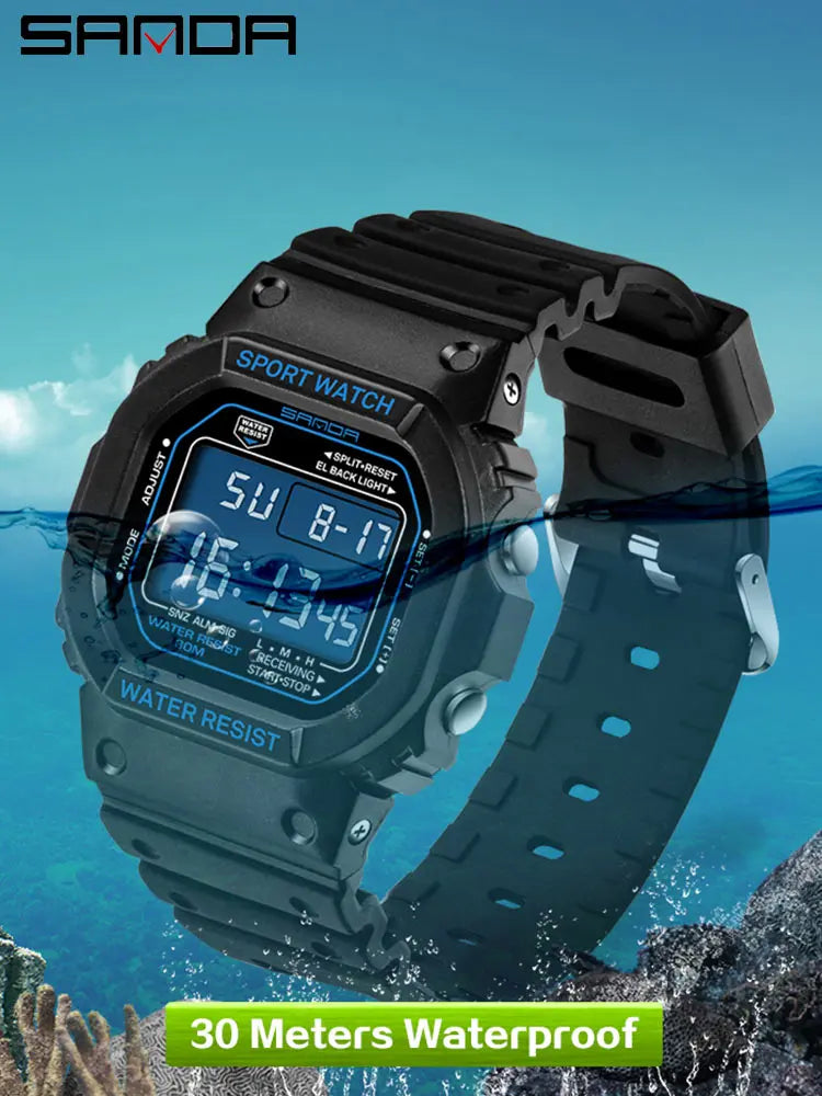 SANDA-G Style Relógio Militar para Homens e Mulheres, Resistente À Água, Relógios Esportivos, Quadrado LED, Relógios de Pulso Digitais, Presente Casal, Moda