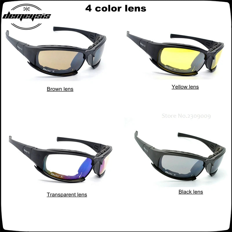 Margarida óculos tático óculos de sol dos homens 4 lente kit masculino jogo de guerra óculos para esporte ao ar livre caminhadas tiro