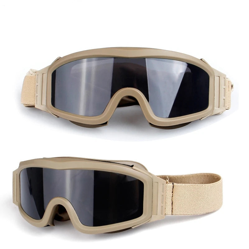 Óculos táticos com 3 lentes, óculos de combate, airsoft, paintball, proteção ocular para cs wargame, motocicleta, caminhadas