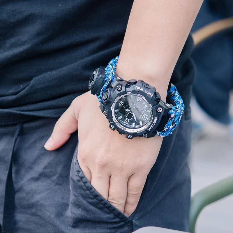 Shiyunme marca masculina relógios esportivos moda bússola à prova dwaterproof água led relógio digital homem militar relógio de pulso relogio masculino