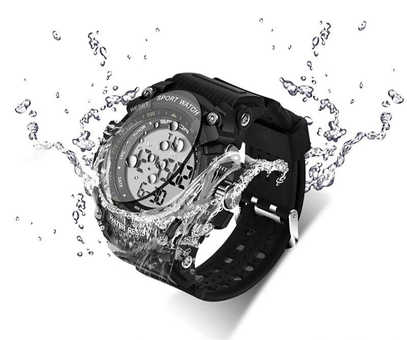 Sanda relógio digital esportivo militar masculino, relógio de pulso digital com alarme e cronômetro da moda, de marca famosa e luxuosa