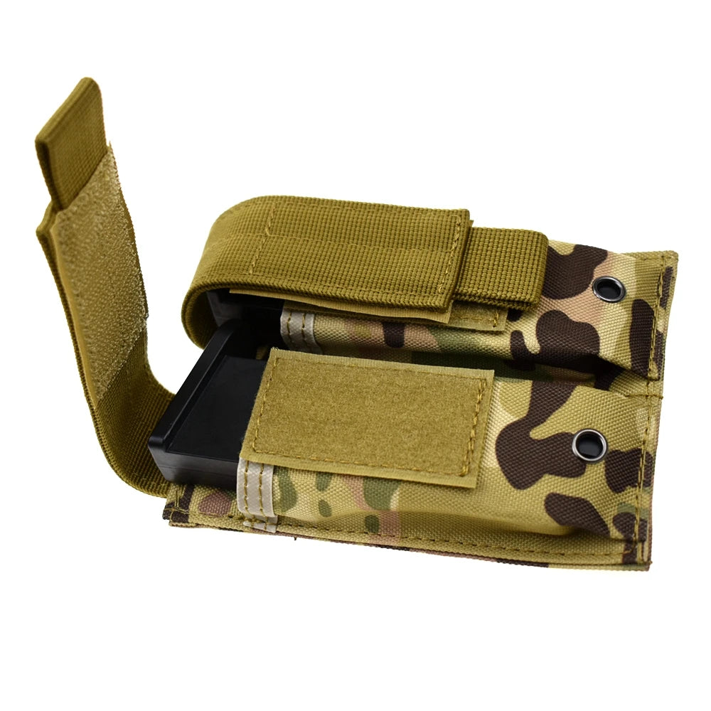 Molle tático 9mm mag bolsa pistola revista titular para placa transportadora colete duplo carregador bolsa caça e equipamentos acessório