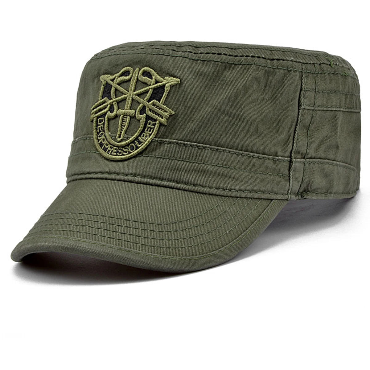 Boné militar de camuflagem unisex com escudo bordado, chapéus casuais ajustáveis, parte superior plana, capitão, ao ar livre, primavera, outono