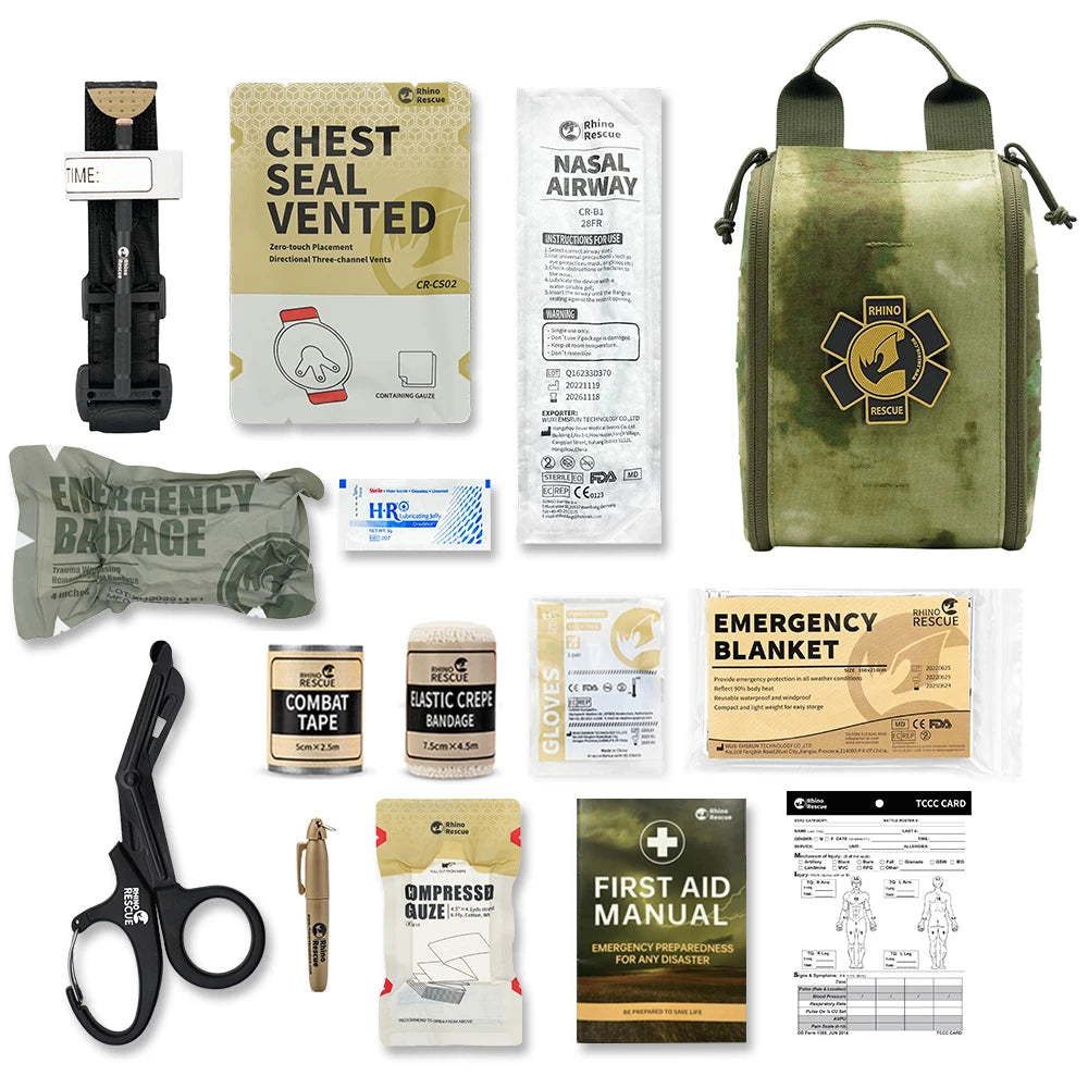 Rhino rescue 002m kit de primeiros socorros acampamento ifak bolsa com molle, bolsa sobrevivência para acampamento caminhadas e pesca kit caminhadas ao ar livre