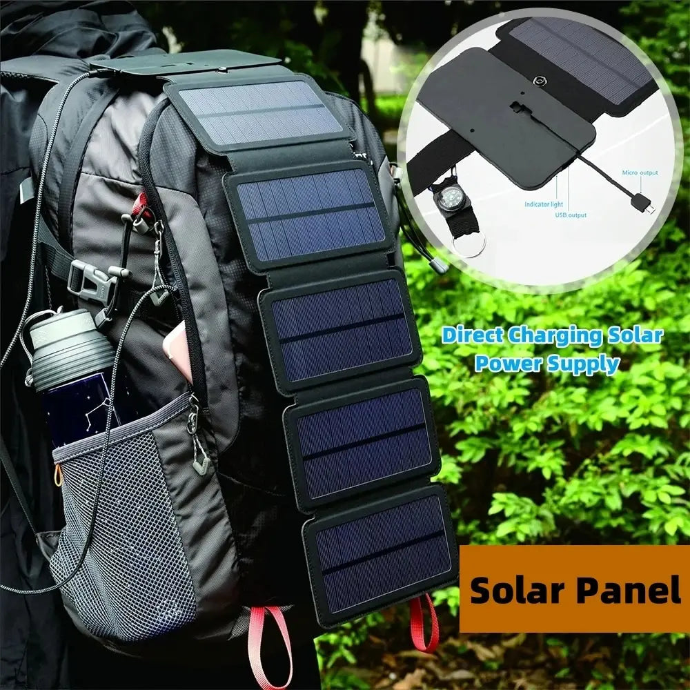 Dobrável e multifuncional carregador de painel solar ao ar livre 5v acampamento caminhadas mochila viajar ao ar livre fonte alimentação emergência