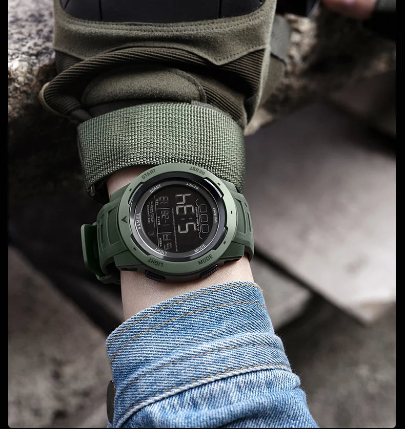 SMAEL-8105 Relógios digitais para homens, esportes LED relógios de pulso, relógio impermeável, cronômetro luz digital, 50m