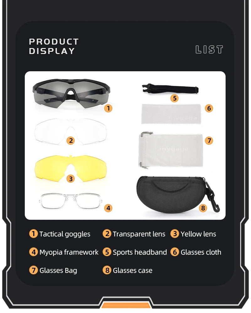 Conjunto de óculos tático à prova de vento, à prova de poeira, cs, militar, tiro, à prova de balas, motocicleta, montanhismo