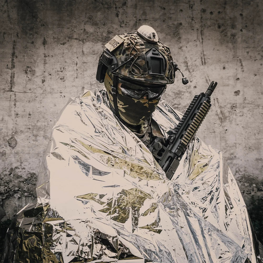 Rinoceronte resgate 210*160cm cobertor de sobrevivência de emergência ao ar livre primeiros socorros térmico quente calor espaço folha siliver