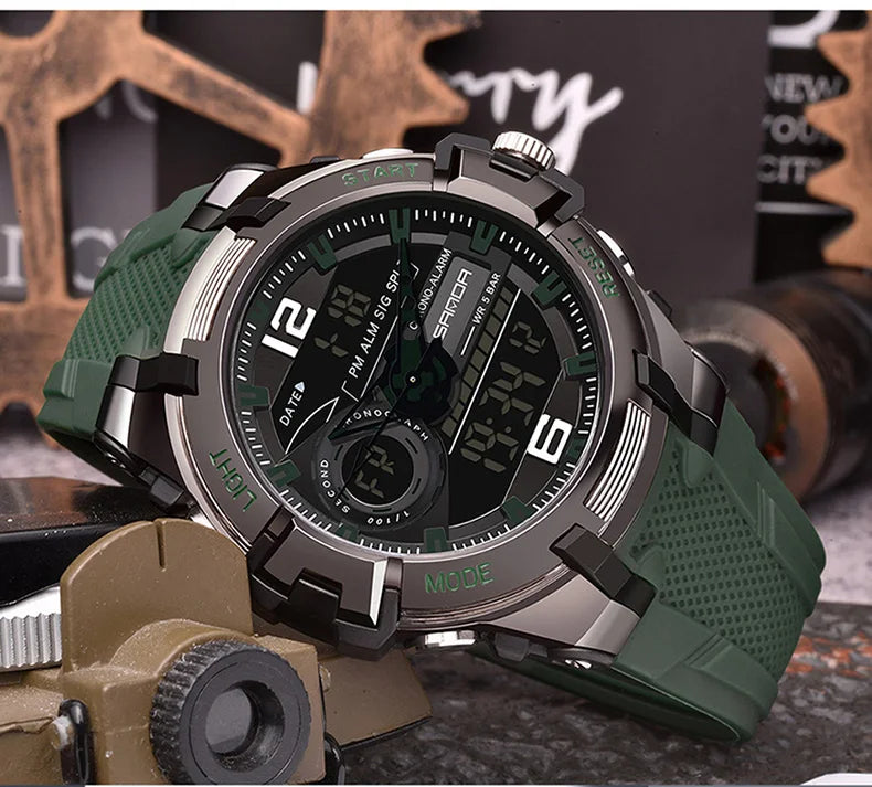 Relógio militar dos homens Sanda, g estilo, marca, esportes, led, digital, 50m, à prova d'água, s choque, para homens