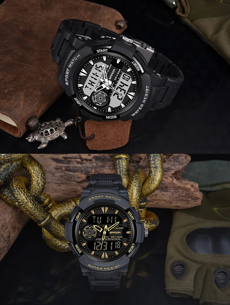 Sanda marca superior g-estilo relógio militar masculino led digital esportes cronômetro relógios homem à prova dwaterproof água relógio de pulso de quartzo eletrônico dos homens