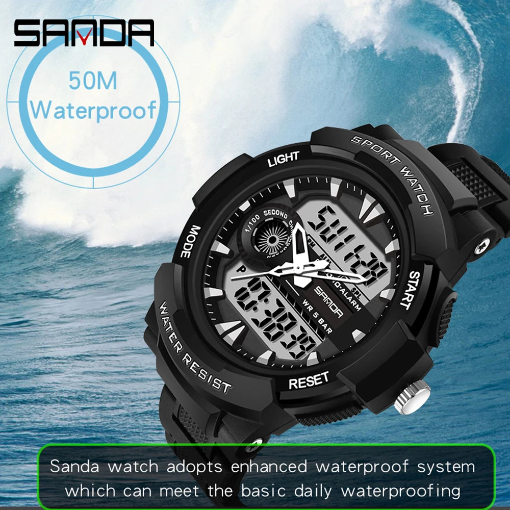 Sanda marca superior g-estilo relógio militar masculino led digital esportes cronômetro relógios homem à prova dwaterproof água relógio de pulso de quartzo eletrônico dos homens