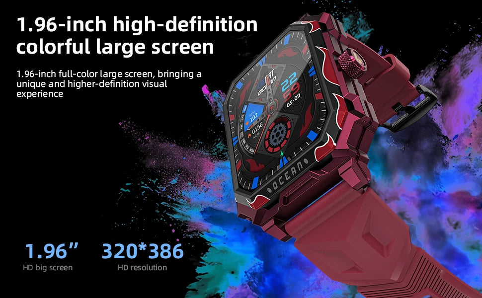 LOKMAT-Oceano Max esporte relógio inteligente, navio emblemático, impermeável, Fitness Tracker, chamadas BT, freqüência cardíaca, sangue, monitor de oxigênio, novo