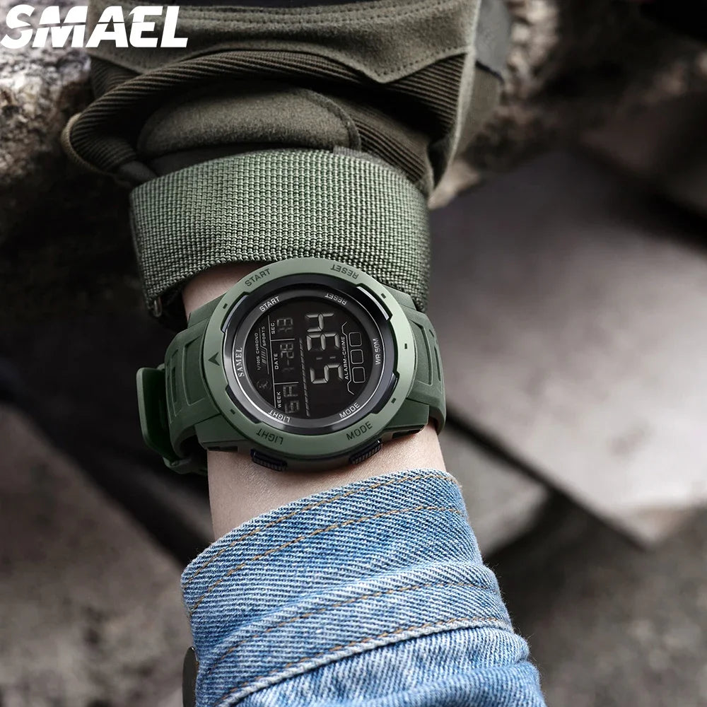 Smael 8105 relógio para homens relógios digitais esportes led relógios de pulso masculino 50m à prova dwaterproof água luz digital cronômetro