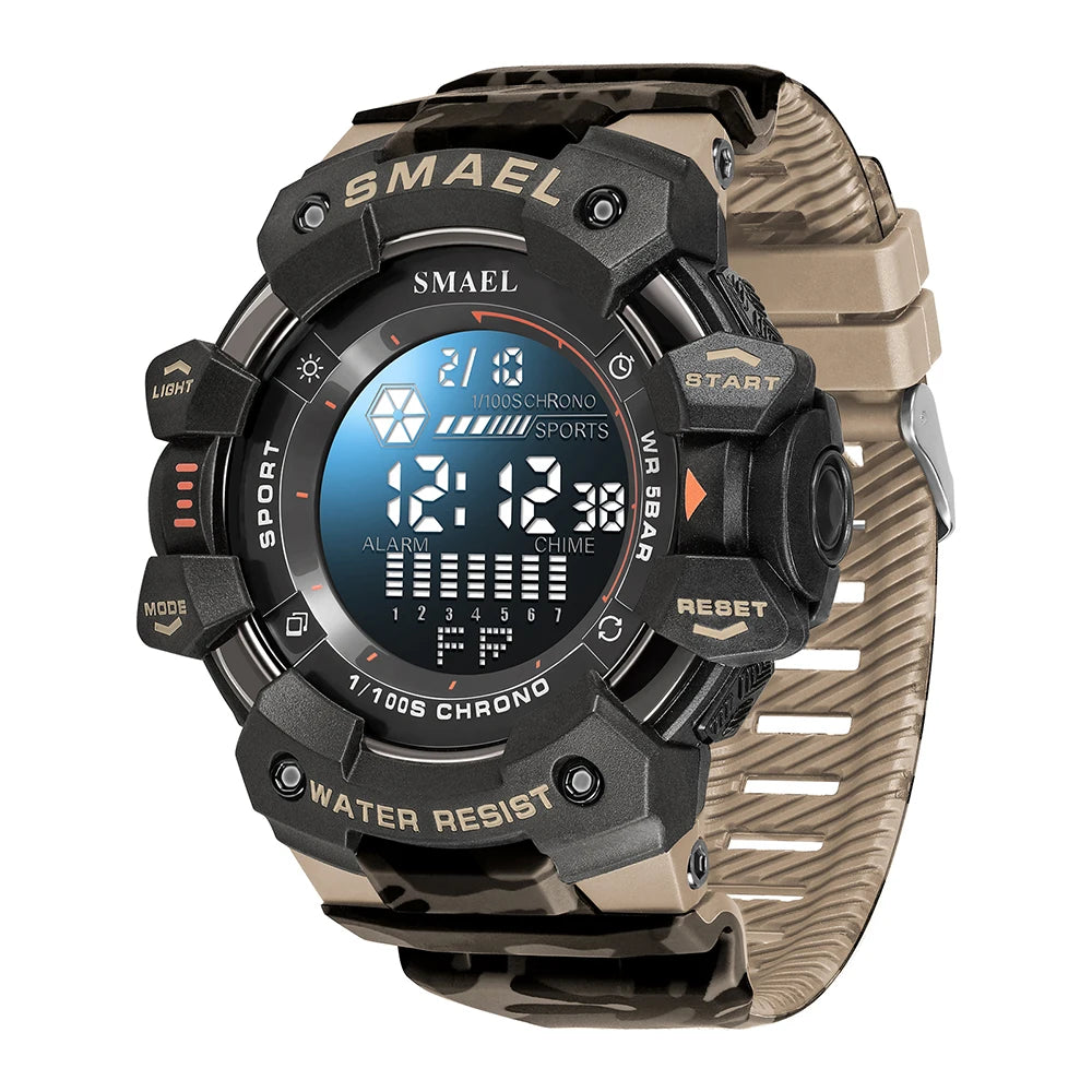 Smael relógio digital militar led esportes relógios de pulso 50m à prova dwaterproof água led cronômetro 8050 relógios do exército digital grande dail relógio alarme