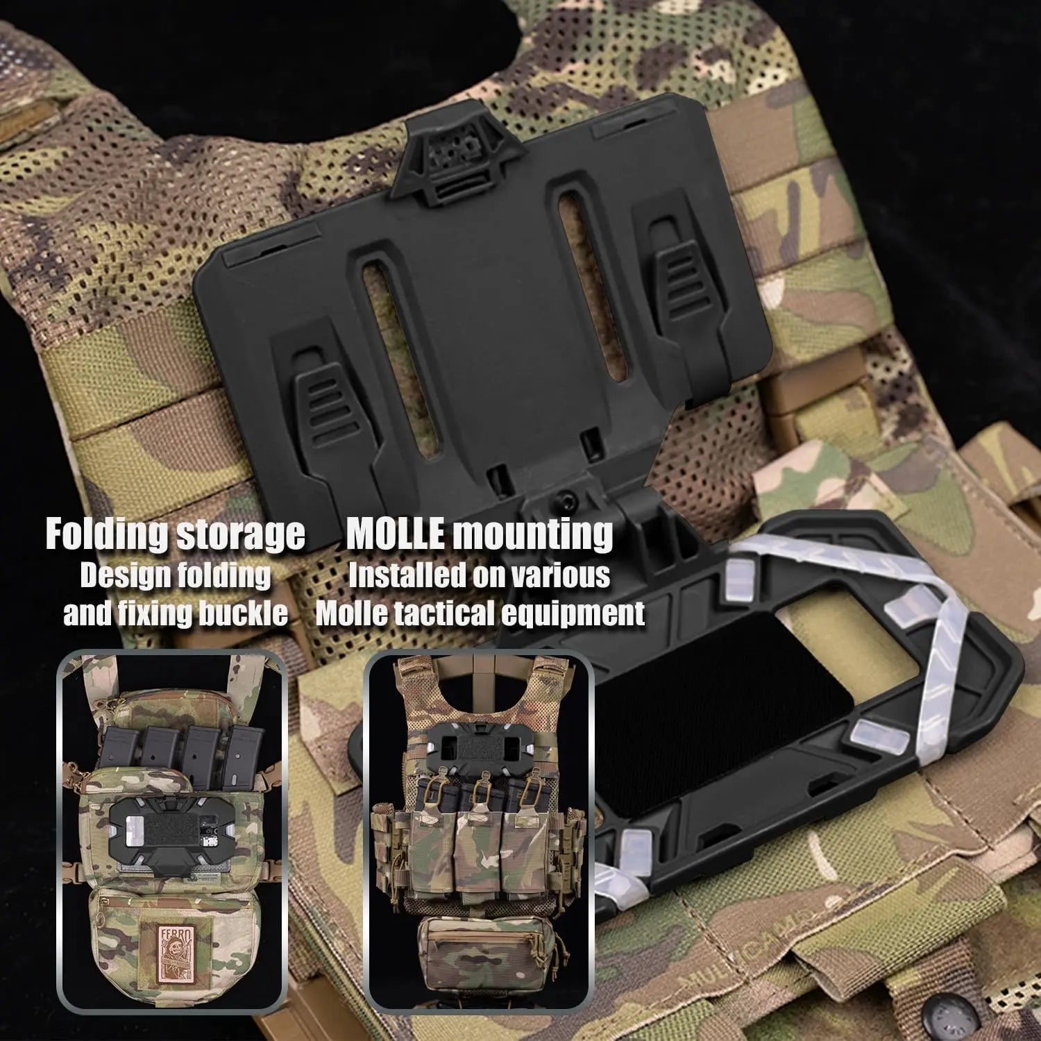 Suporte tático molle para telefone, placa de navegação dobrável, equipamento de retenção para celular, acessórios para colete de caça airsoft