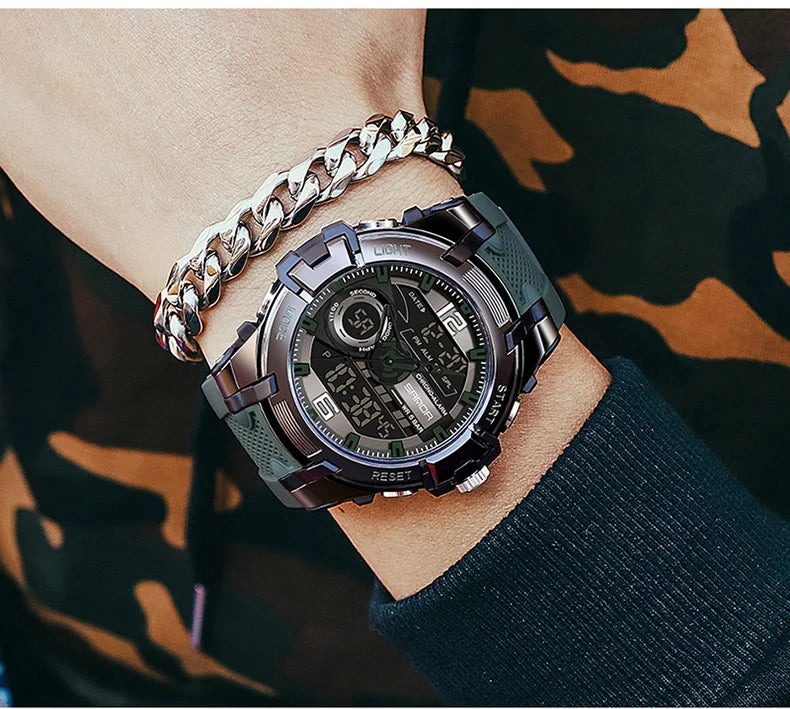 Relógio militar dos homens Sanda, g estilo, marca, esportes, led, digital, 50m, à prova d'água, s choque, para homens