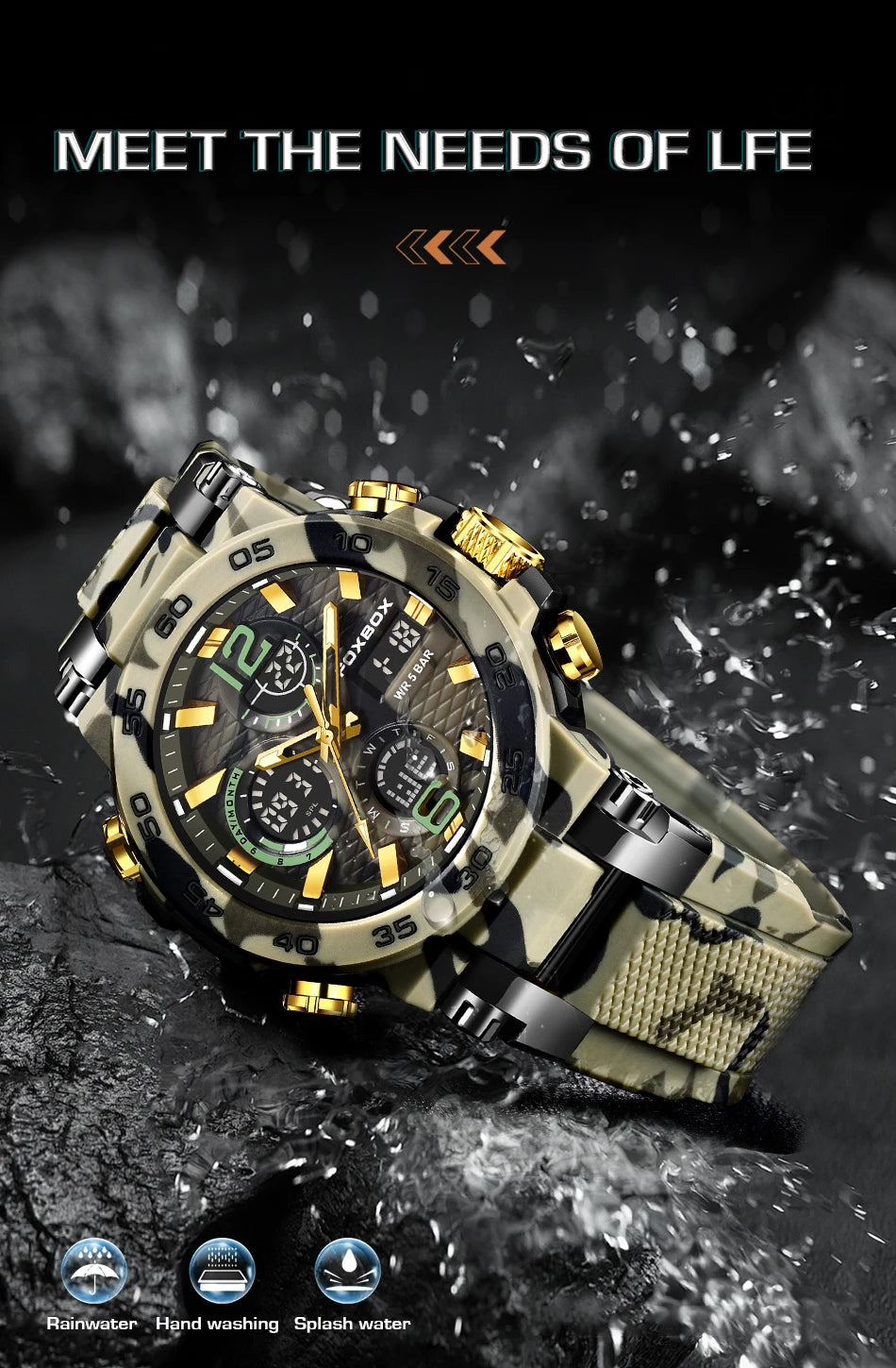 LIGE Digital Men Militar Watch 50m Relógio de pulso à prova d'água LED Relógio de quartzo Relógio esportivo Masculino Relógios grandes Homens Relogios Masculino
