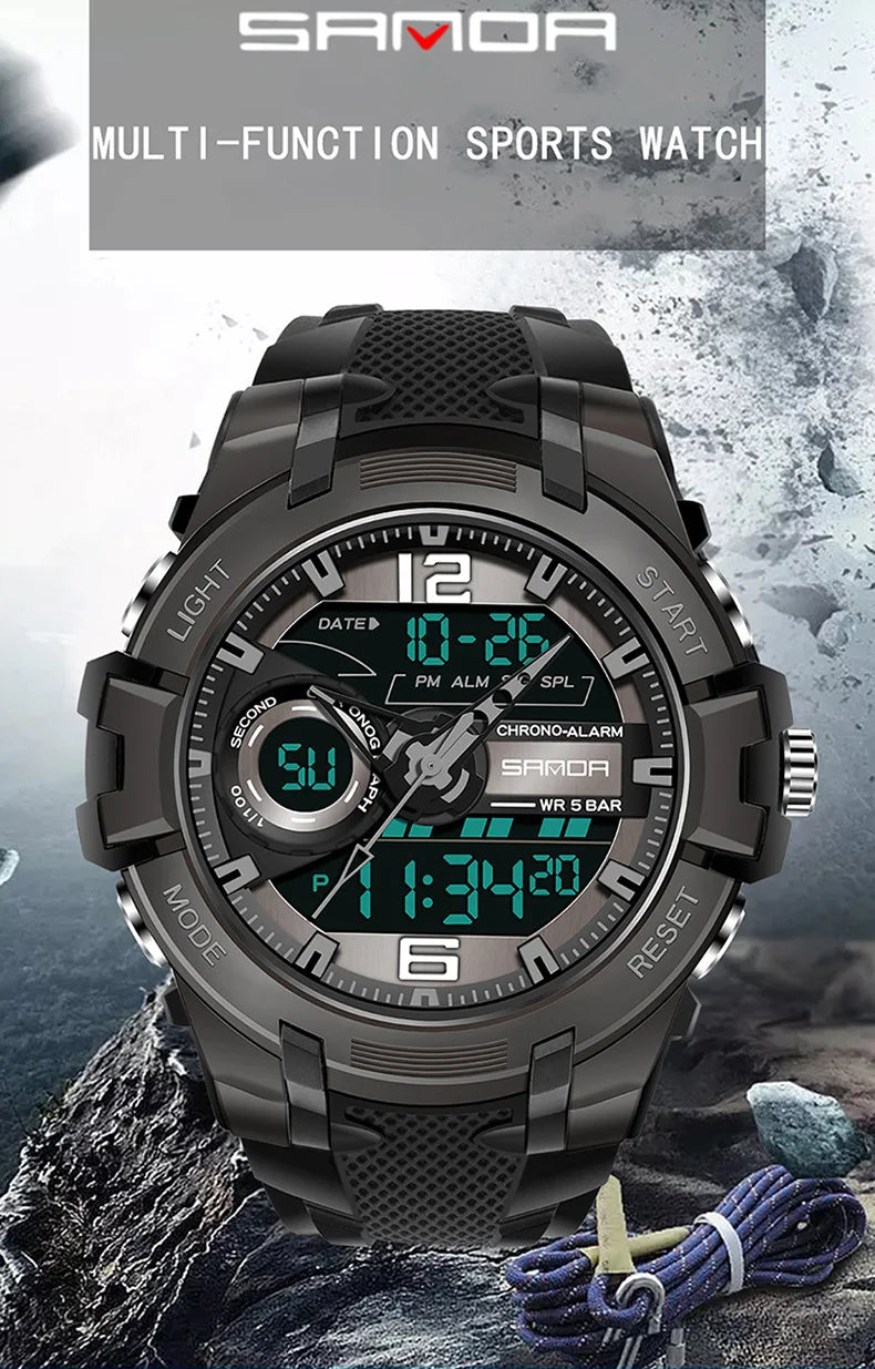 Relógio militar dos homens Sanda, g estilo, marca, esportes, led, digital, 50m, à prova d'água, s choque, para homens