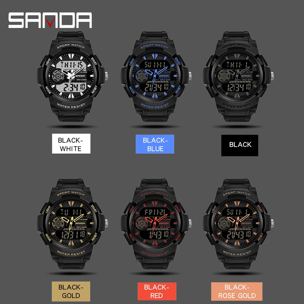 Sanda marca superior g-estilo relógio militar masculino led digital esportes cronômetro relógios homem à prova dwaterproof água relógio de pulso de quartzo eletrônico dos homens
