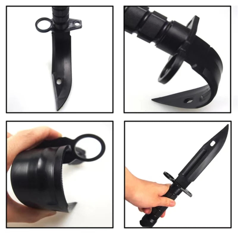 Faca de borracha modelo de treinamento militar entusiastas táticos faca de combate moddle treinamento bainha faca modelo brinquedo m9