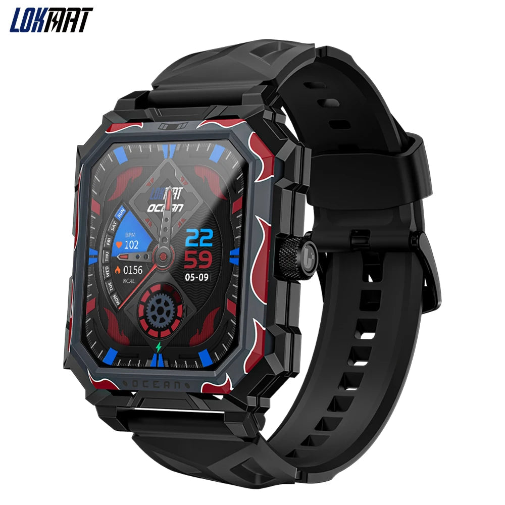 LOKMAT-Oceano Max esporte relógio inteligente, navio emblemático, impermeável, Fitness Tracker, chamadas BT, freqüência cardíaca, sangue, monitor de oxigênio, novo