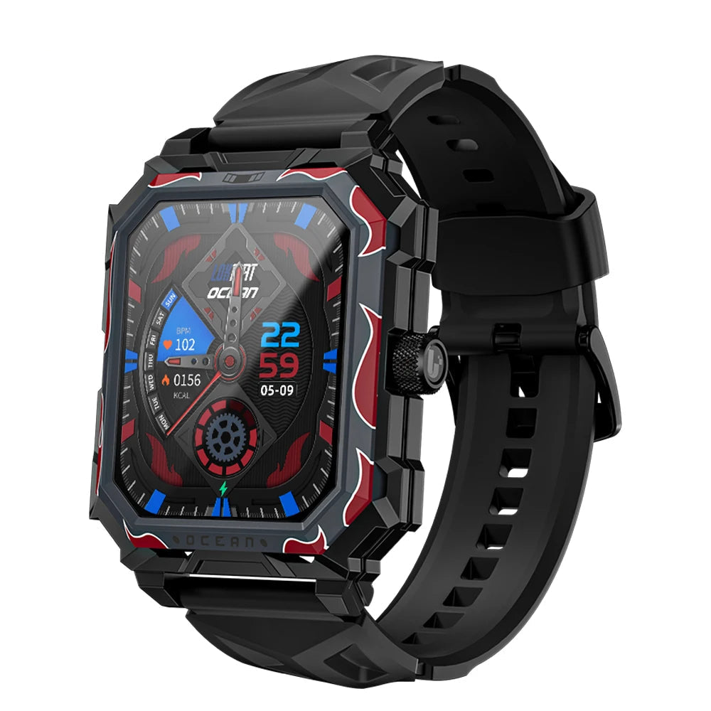 LOKMAT-Oceano Max esporte relógio inteligente, navio emblemático, impermeável, Fitness Tracker, chamadas BT, freqüência cardíaca, sangue, monitor de oxigênio, novo