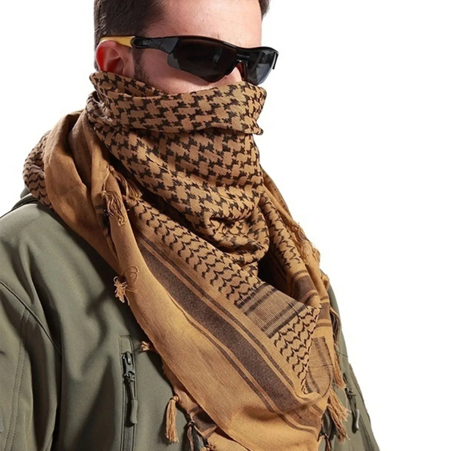 Cachecol tático de caça para homens e mulheres, Desert Keffiyeh, lenço de cabeça e pescoço, envoltório árabe, máscara Airsoft, lenço tático para caminhadas