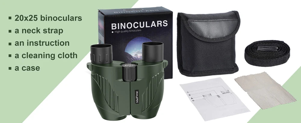 20x25 binóculos profissional hd bolso à prova dwaterproof água acampamento observação telescópio óptico portátil ao ar livre para caça