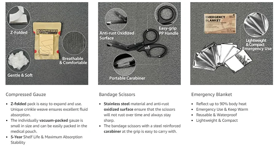 Kit de trauma de sobrevivência rinoceronte edc ifak, bolsa tática molle com torniquetes de metal, bandagem, vedação de peito para acampamento, caminhadas