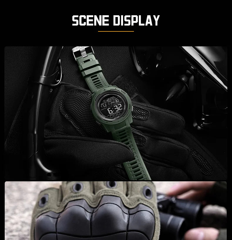 SMAEL-8105 Relógios digitais para homens, esportes LED relógios de pulso, relógio impermeável, cronômetro luz digital, 50m