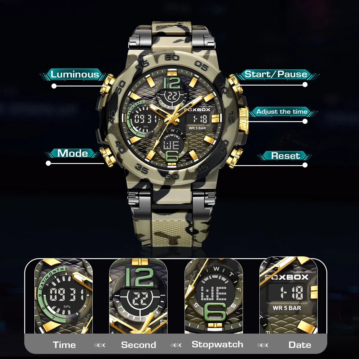 LIGE Digital Men Militar Watch 50m Relógio de pulso à prova d'água LED Relógio de quartzo Relógio esportivo Masculino Relógios grandes Homens Relogios Masculino