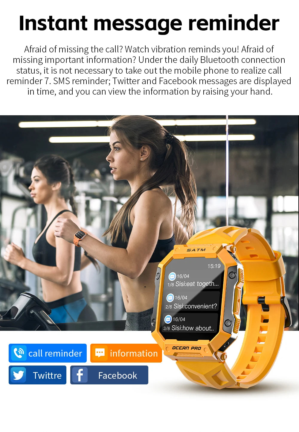 LOKMAT-OCEAN PRO Saúde e Monitoramento Esportivo Relógio Inteligente para Homens, Notificação Inteligente, Compatível com iOS e Android