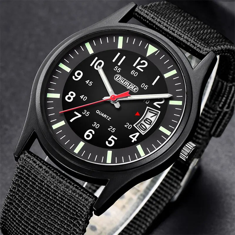 Relógio de pulso quartzo militar masculino, Nylon relógios de luxo, Calendário Data Watch, Moda, 2023