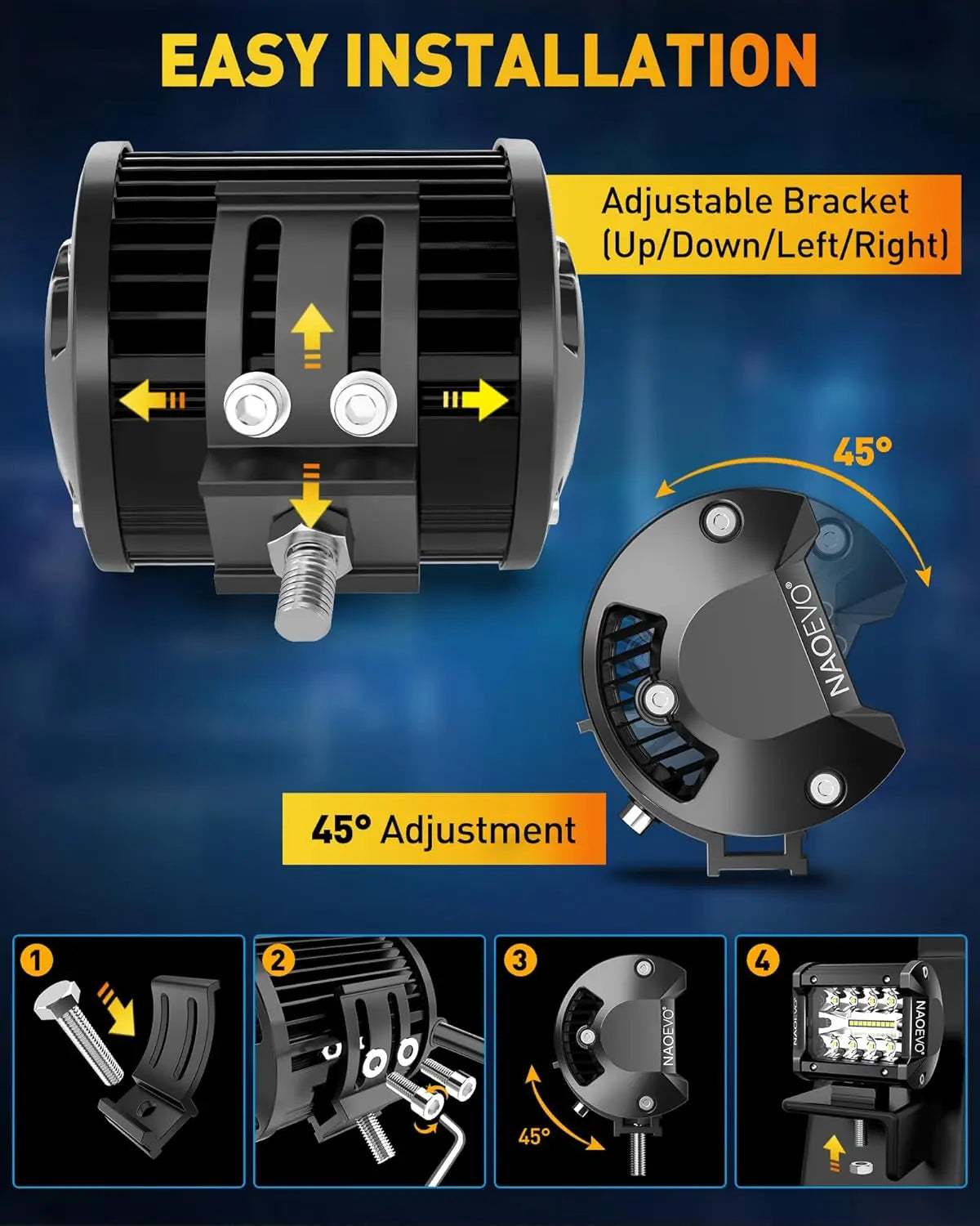 Naoevo 4 Polegada 2 pçs led pod luzes ponto inundação combo led nevoeiro condução 4x4 fora da estrada luzes de trabalho para caminhão barco atv utv jeep