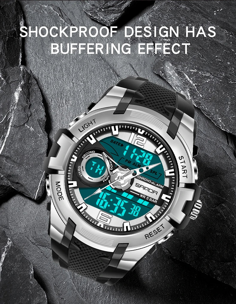 Relógio militar dos homens Sanda, g estilo, marca, esportes, led, digital, 50m, à prova d'água, s choque, para homens
