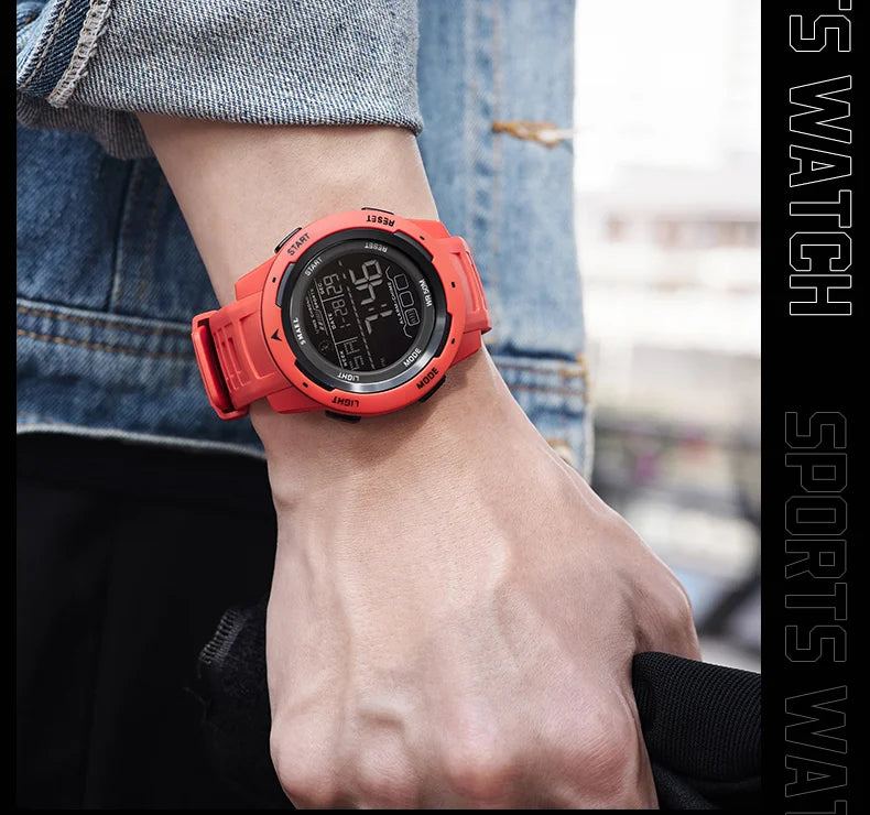 SMAEL-8105 Relógios digitais para homens, esportes LED relógios de pulso, relógio impermeável, cronômetro luz digital, 50m