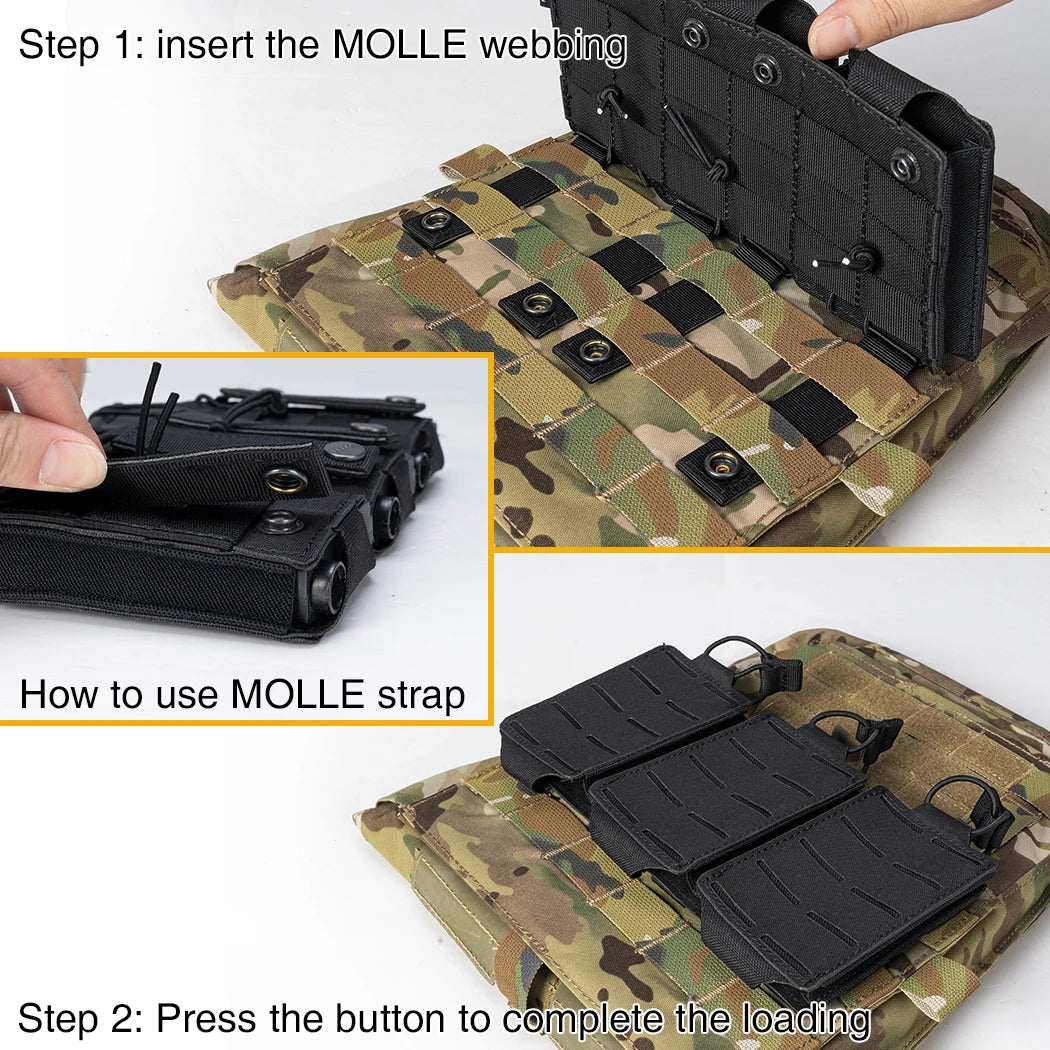 IDOGEAR Tático LSR 556 Mag Bolsa Triplo Mag Carrier MOLLE Bolsa Corte a Laser 3567