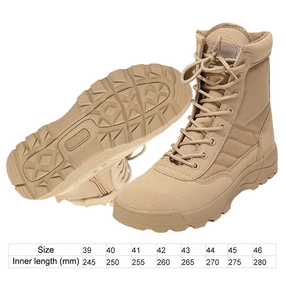 Sapatos masculinos de inverno com renda para montanhismo, botas militares táticas, botas de treinamento de caça respiráveis, botas leves