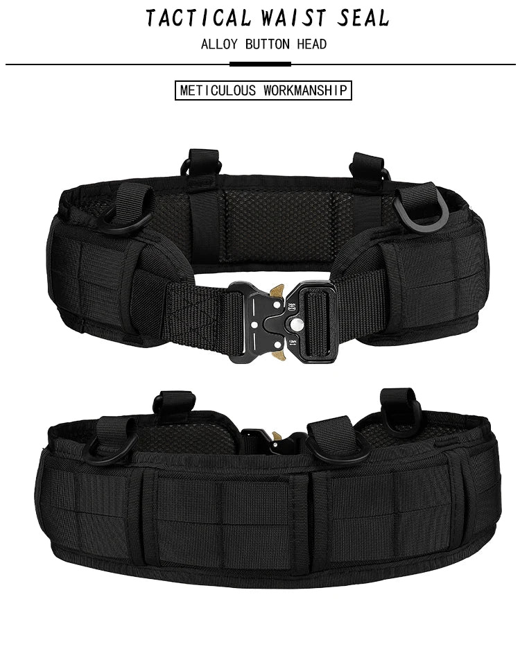 JSJM-Cinto Tático Acolchoado Ajustável para Homens, Trabalho ao Ar Livre, Combate CS, Caça, Paintball, Cintos, Bolso