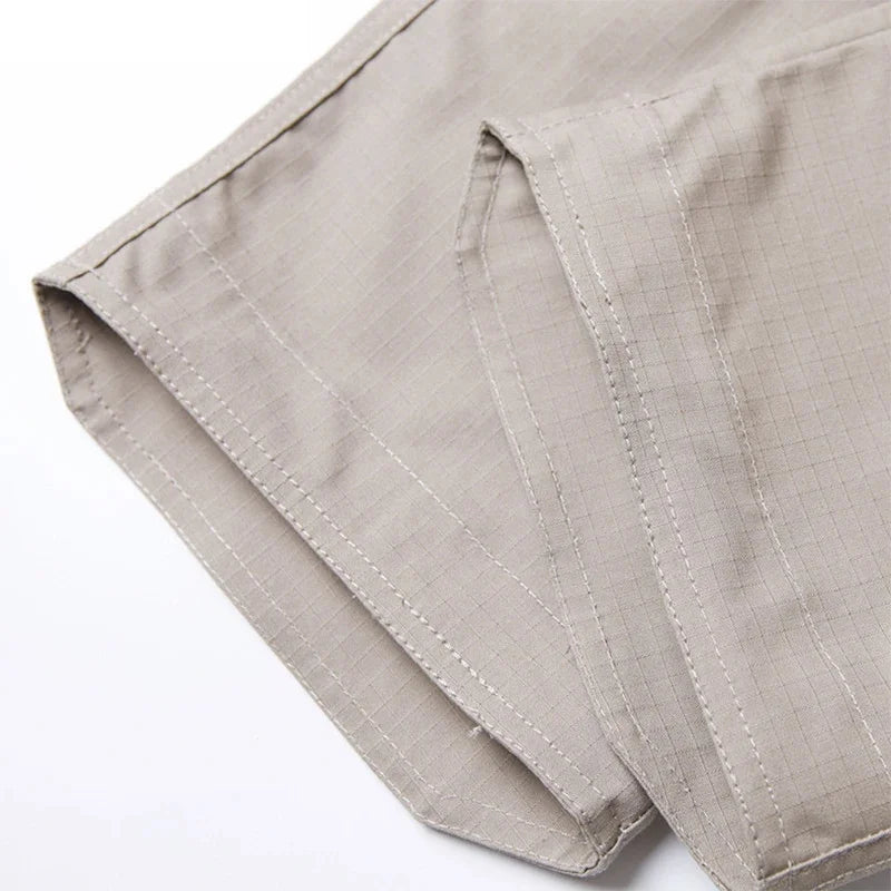 Calça cargo masculina à prova d'água, elástica, com vários bolsos, para corrida ao ar livre, plus size, calça tática para caminhada