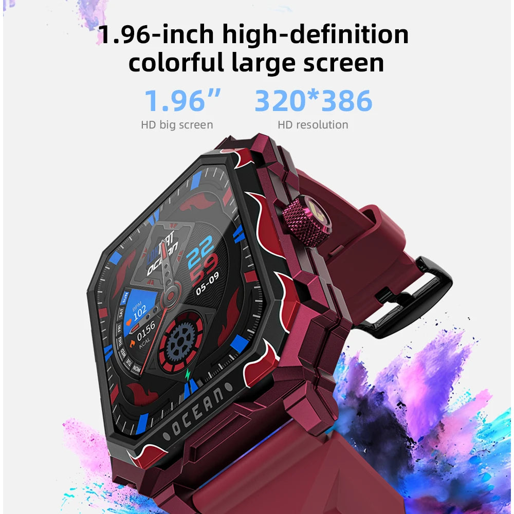 LOKMAT-Oceano Max esporte relógio inteligente, navio emblemático, impermeável, Fitness Tracker, chamadas BT, freqüência cardíaca, sangue, monitor de oxigênio, novo