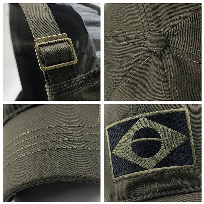 Boné de beisebol bordado masculino impressão bandeira brasileira/casual esportes tático chapéu camuflagem chapéu caminhadas chapéu de pesca