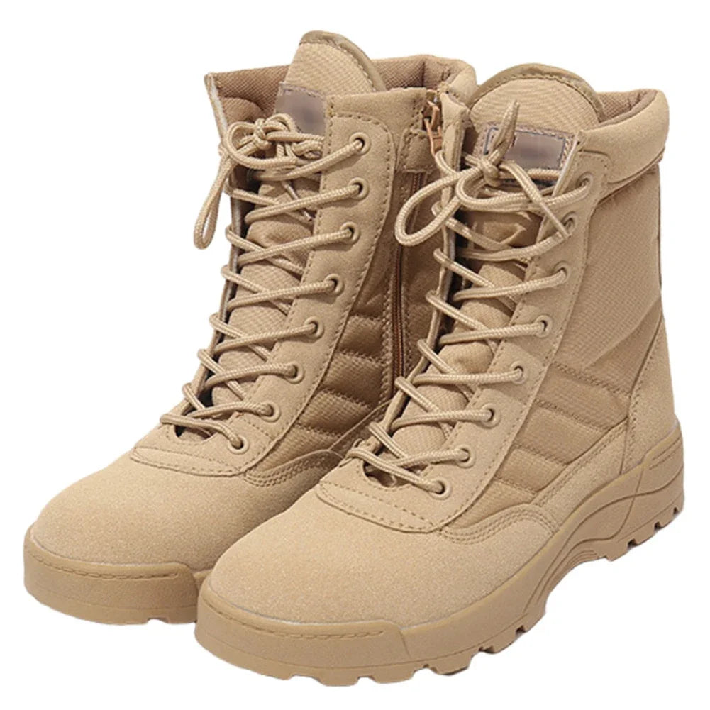 Sapatos masculinos de inverno com renda para montanhismo, botas militares táticas, botas de treinamento de caça respiráveis, botas leves