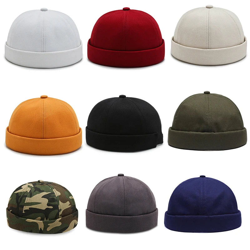 2024 novo gorro hip hop solidéu na moda cor streetwear portátil melão boné moda headwear bonés painéis elásticos hip hop chapéu