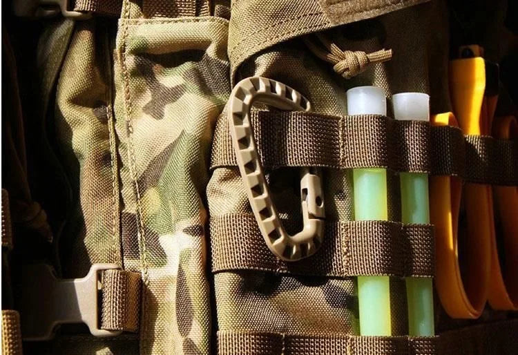 Mosquetão tático d-ring grimlock, clipe molle, fixação de webbing, sistema de trava rápida para colete militar/mochilas/bolsa/bolsa/cinto