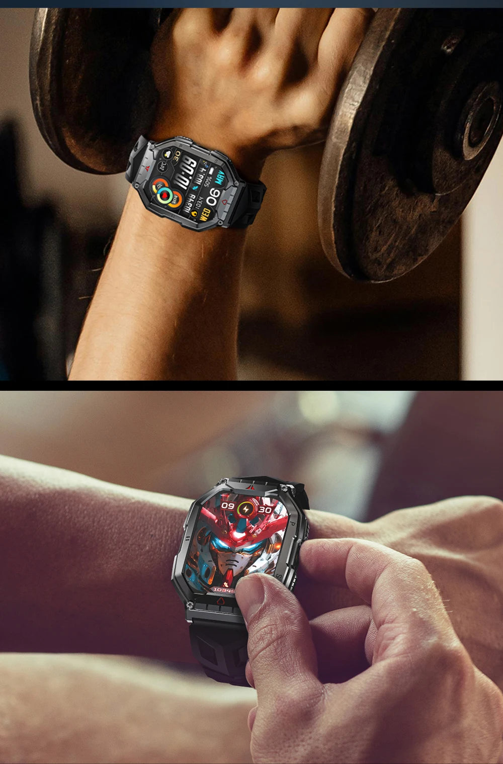 Lokmat oceano 3 pro esporte relógio inteligente robusto fitness à prova dwaterproof água smartwatches monitor de freqüência cardíaca relógio tela toque completo