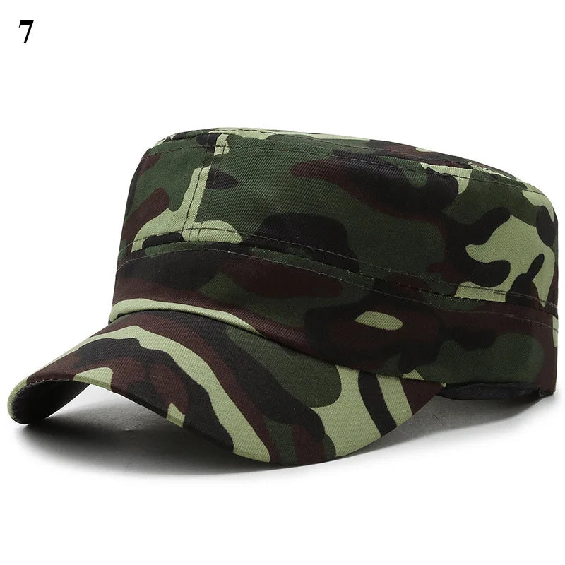 Chapéus camuflados vintage bonés de beisebol de topo plano para homens chapéus esportivos ao ar livre cadetes protetor solar chapéus