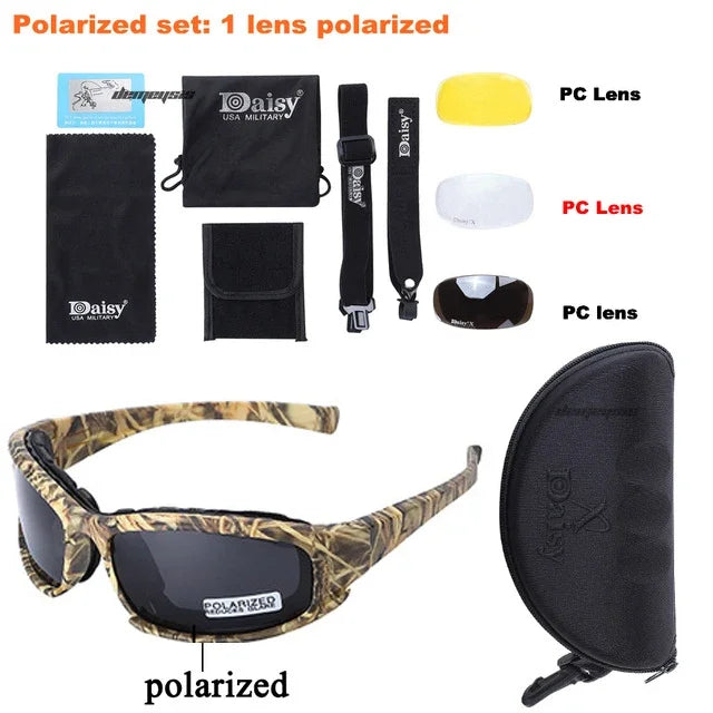 Margarida óculos tático óculos de sol dos homens 4 lente kit masculino jogo de guerra óculos para esporte ao ar livre caminhadas tiro