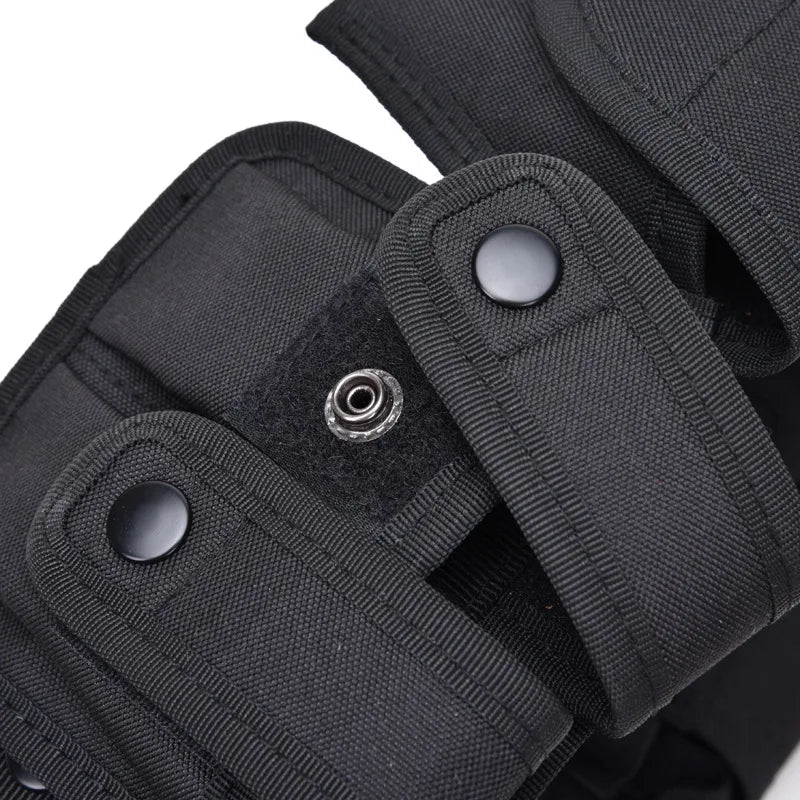 Coldre tático para arma, conjunto de bolsa para lanterna, 10 em 1, kit de utilidades multifuncional, cinto de serviço de polícia, cintos de segurança