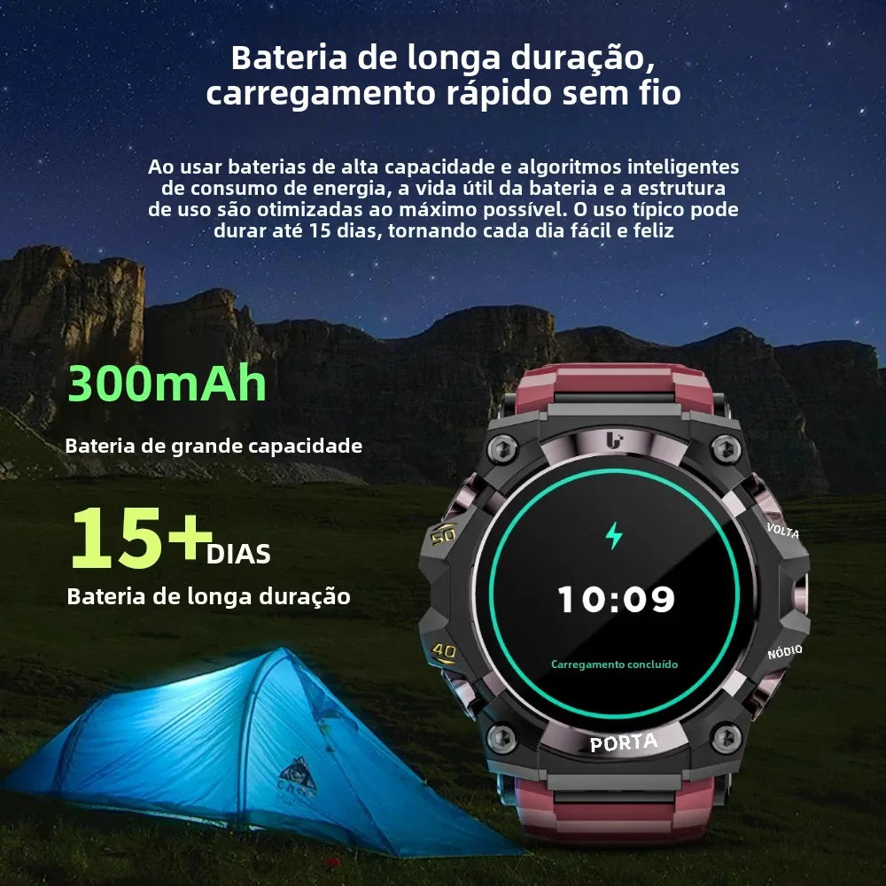 Lokmat novo ataque 3 pro robusto relógio inteligente bluetooth chamadas rastreador de fitness lanterna mensagem push monitor freqüência cardíaca para o telefone